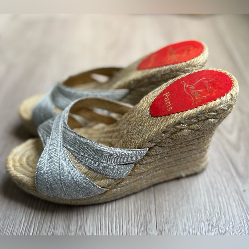 Christian Louboutin Silver Sandals/Wedges